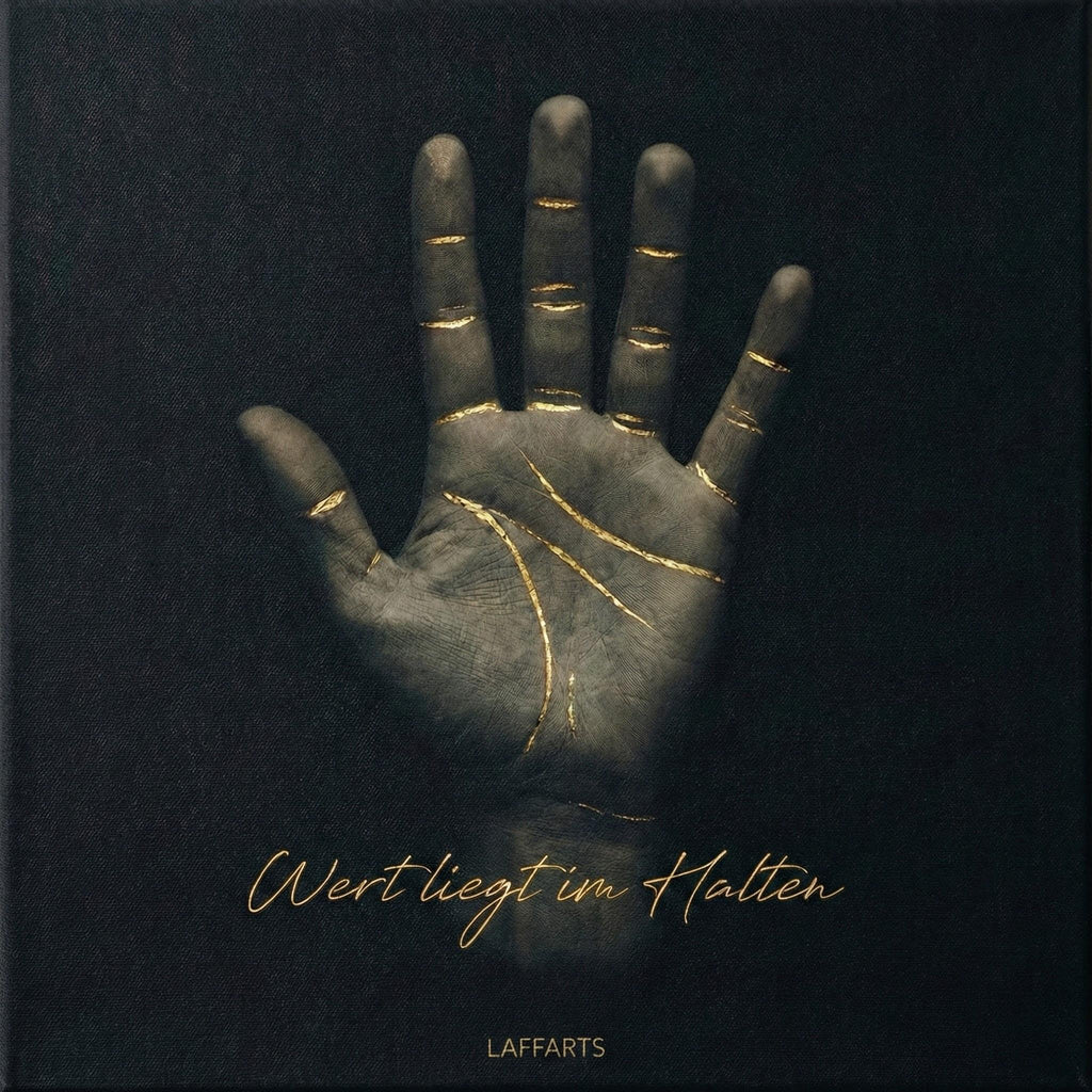 [Leinwandkunst "Wert liegt im Halten"| Zeitloses Statement mit Goldenen Details X LAFFARTS] - Luxus Wandbild mit 24 Karat Gold | Dark Luxury Interior & Wanddekoration.