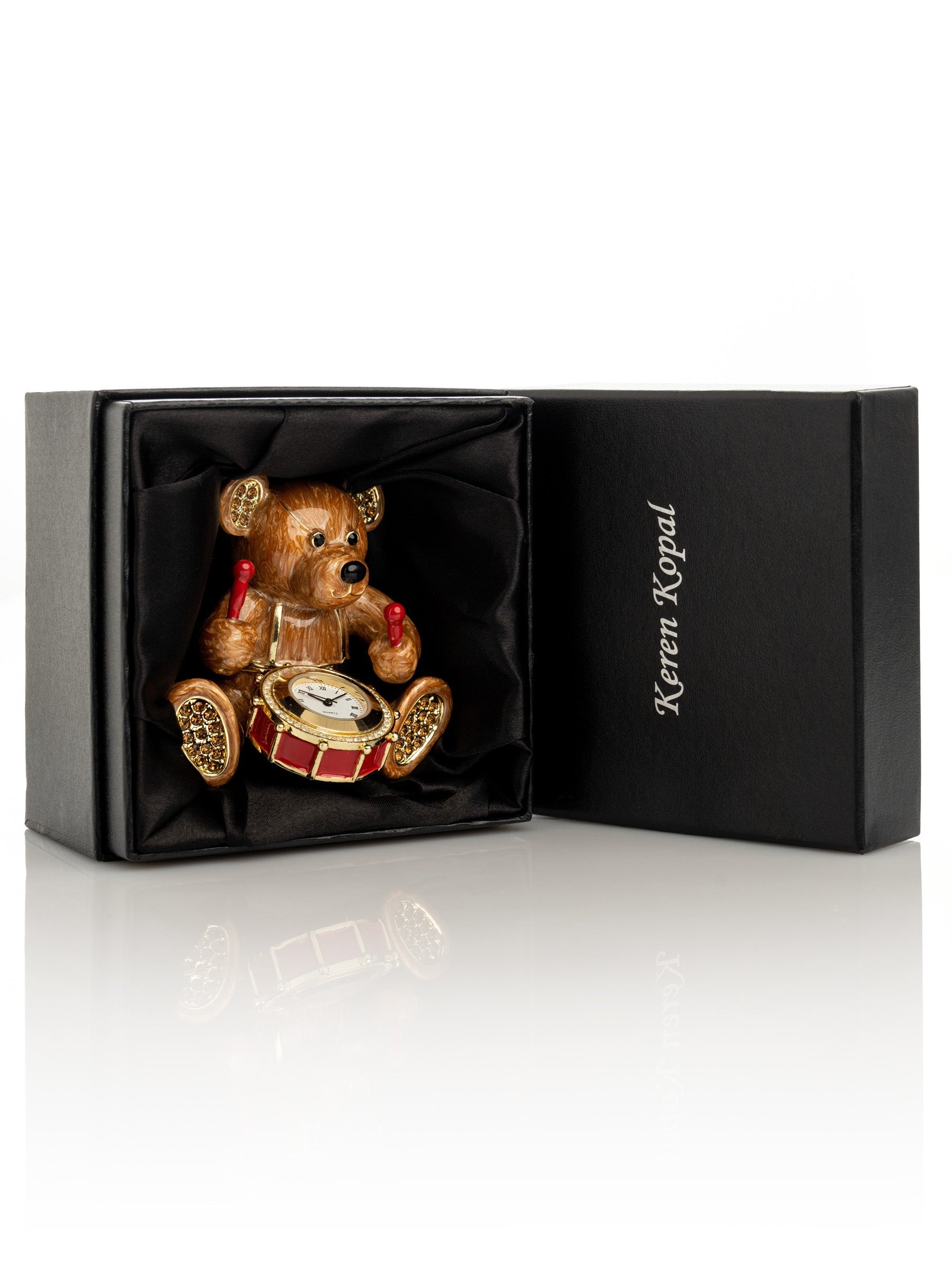 Brown Bear Clock Object | Geschenkidee mit Goldakzent - Produktbild 4 - LAFFARTS Gallery