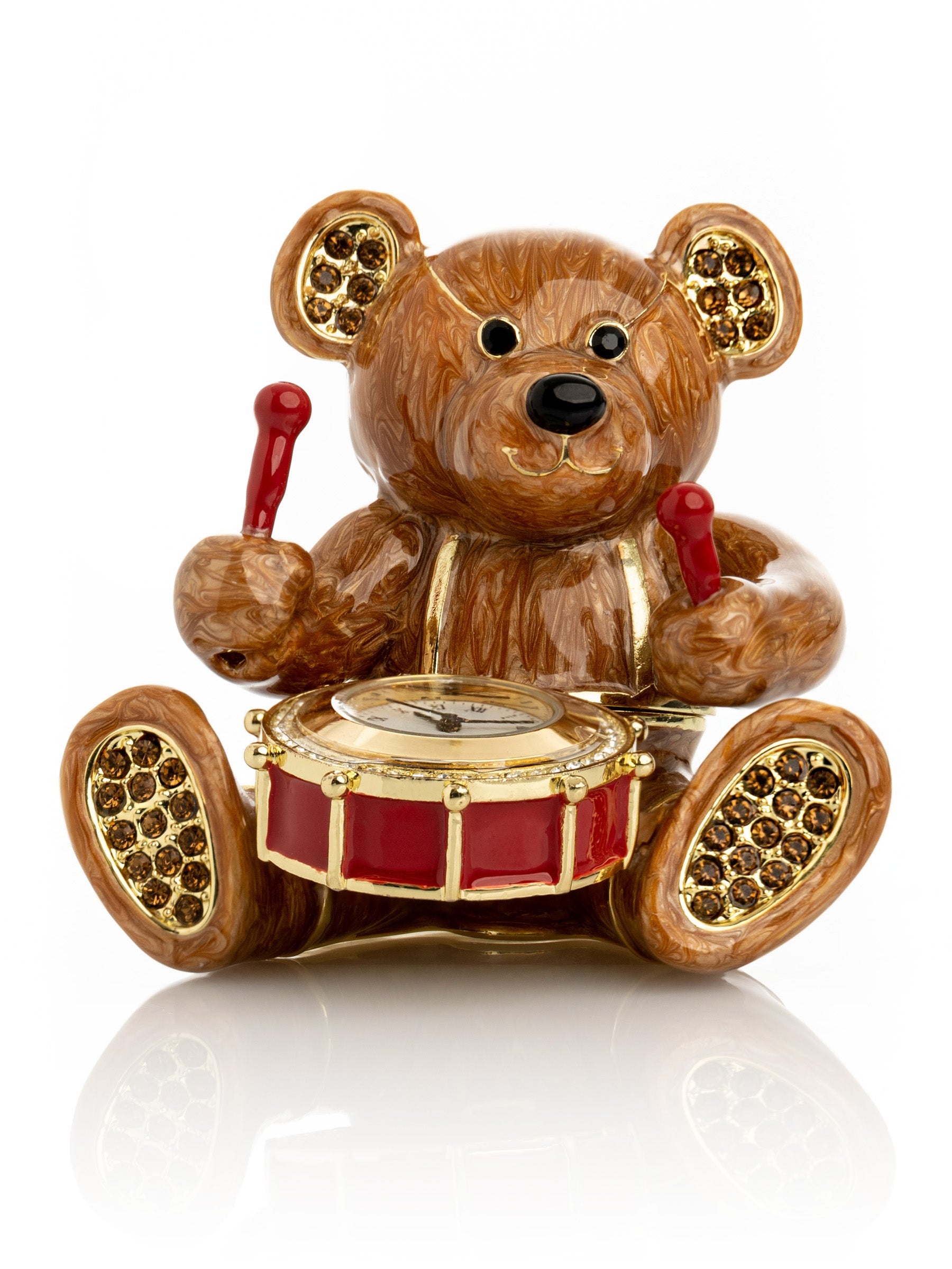 Brown Bear Clock Object | Geschenkidee mit Goldakzent - Produktbild 1 - LAFFARTS Gallery