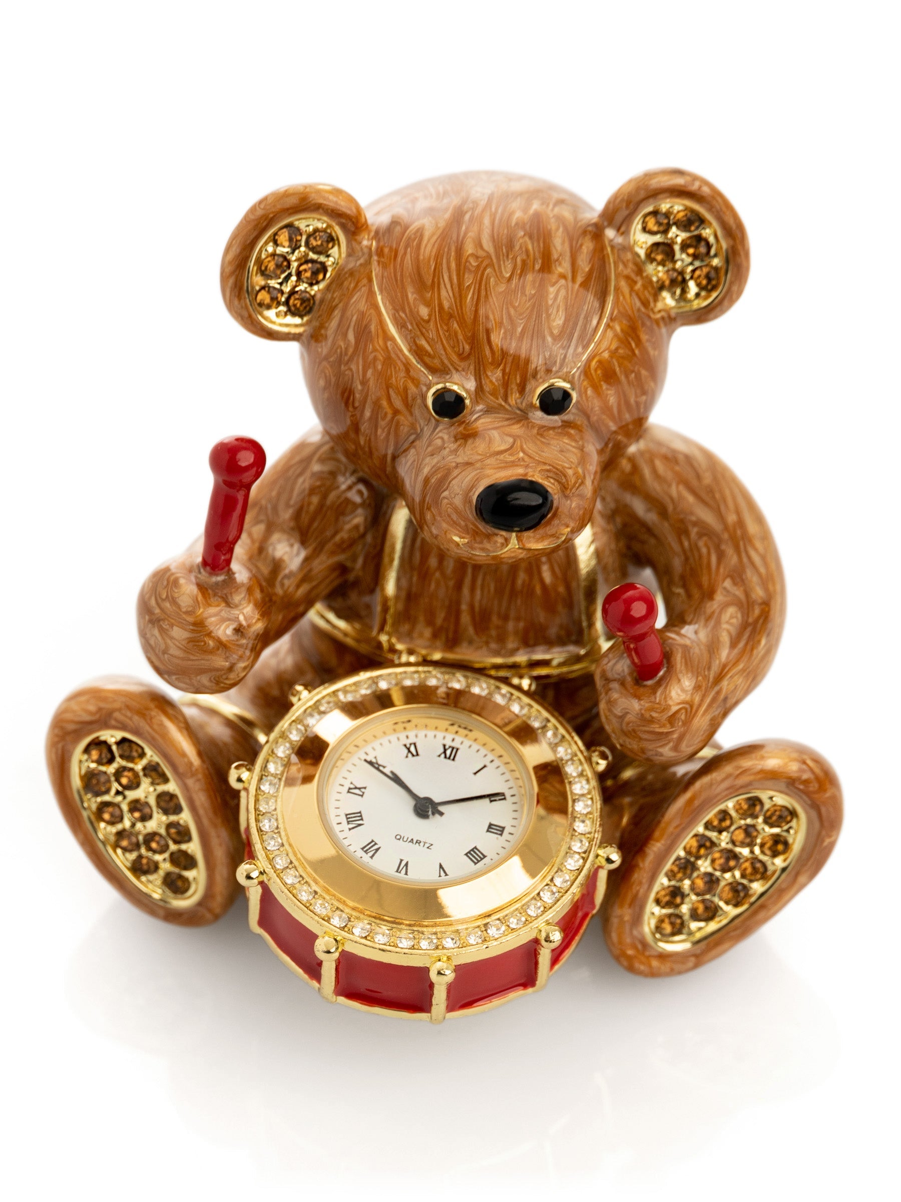 Brown Bear Clock Object | Geschenkidee mit Goldakzent - Produktbild 3 - LAFFARTS Gallery