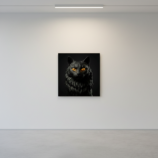 [THE MYSTIC CAT | Maine Coon Wandbild Gold | Edle Katzenkunst | Geschenk für Katzenliebhaber | High-Res Download] - Luxus Wandbild mit 24 Karat Gold | Dark Luxury Interior & Wanddekoration.