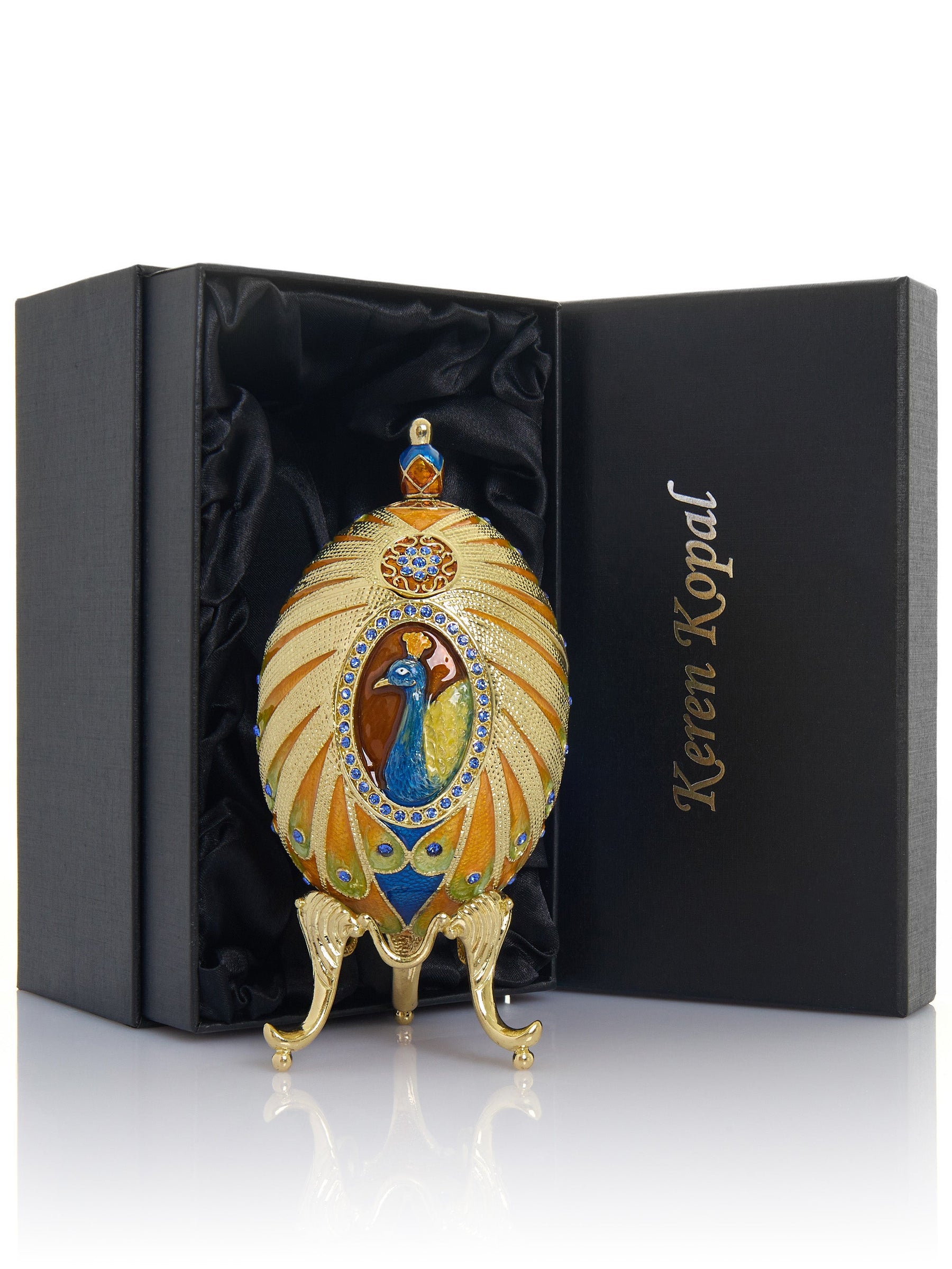 Peacock Crystal Collector Egg | Geschenkidee mit Goldakzent - Ansicht 4 - LAFFARTS Gallery