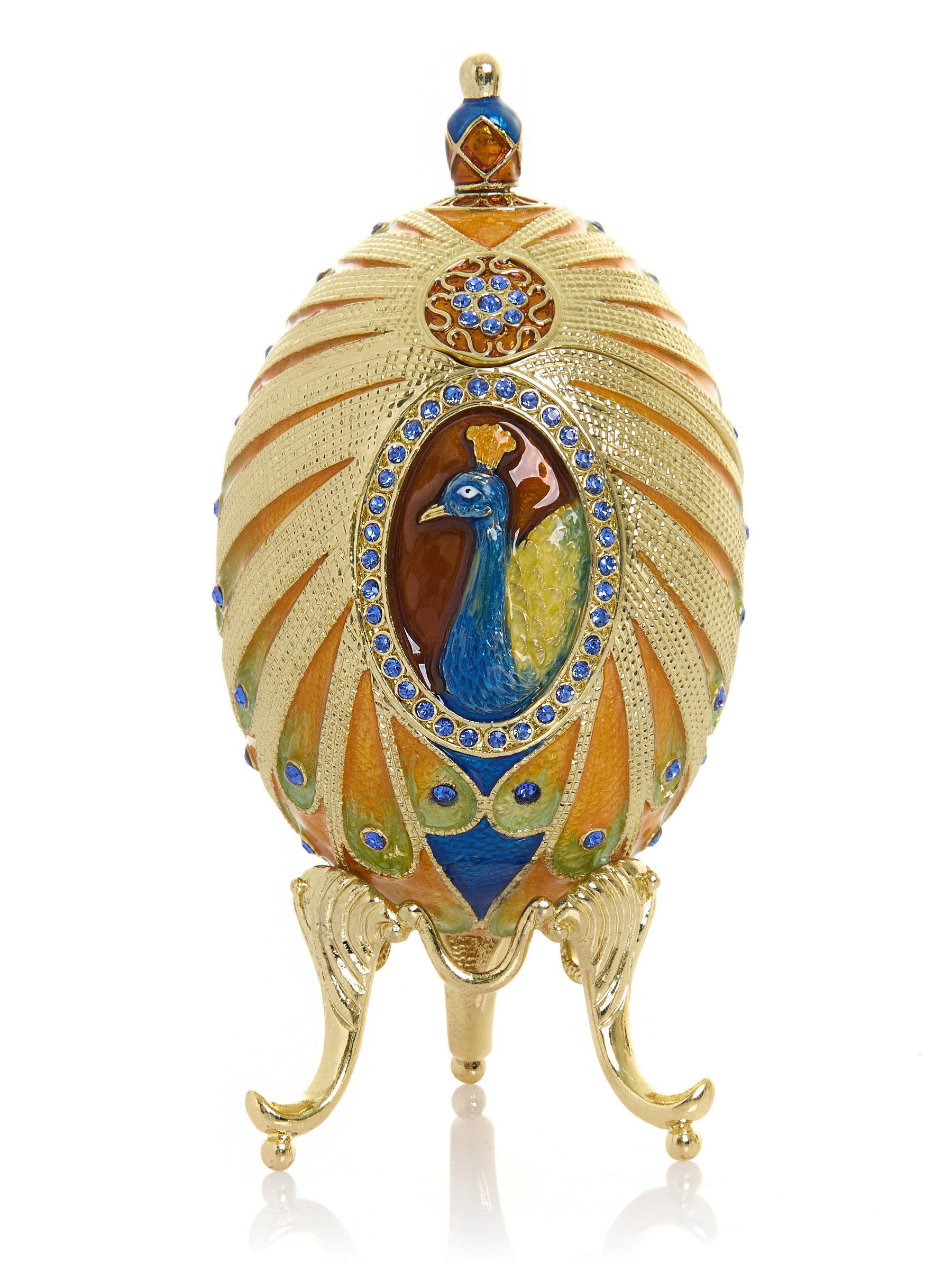 Peacock Crystal Collector Egg | Geschenkidee mit Goldakzent - Ansicht 1 - LAFFARTS Gallery