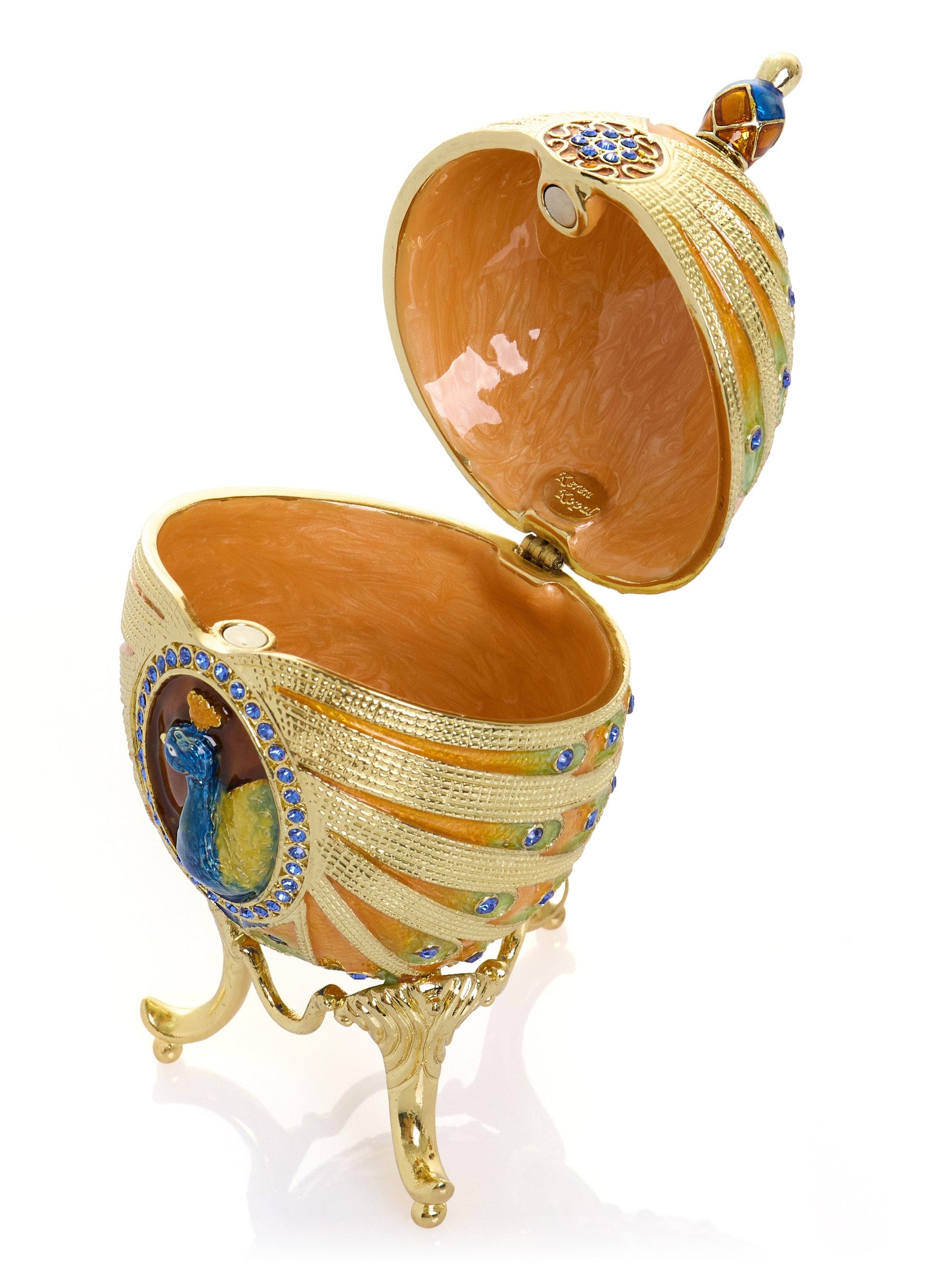 Peacock Crystal Collector Egg | Geschenkidee mit Goldakzent - Ansicht 3 - LAFFARTS Gallery