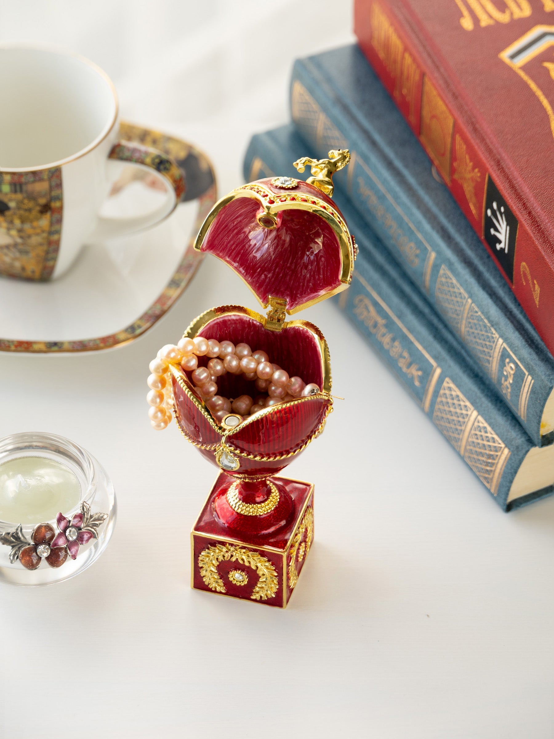 Red-Gold Horse Collector Egg | Geschenkidee fuer Pferdeliebhaber - Bild 2 - LAFFARTS Gallery