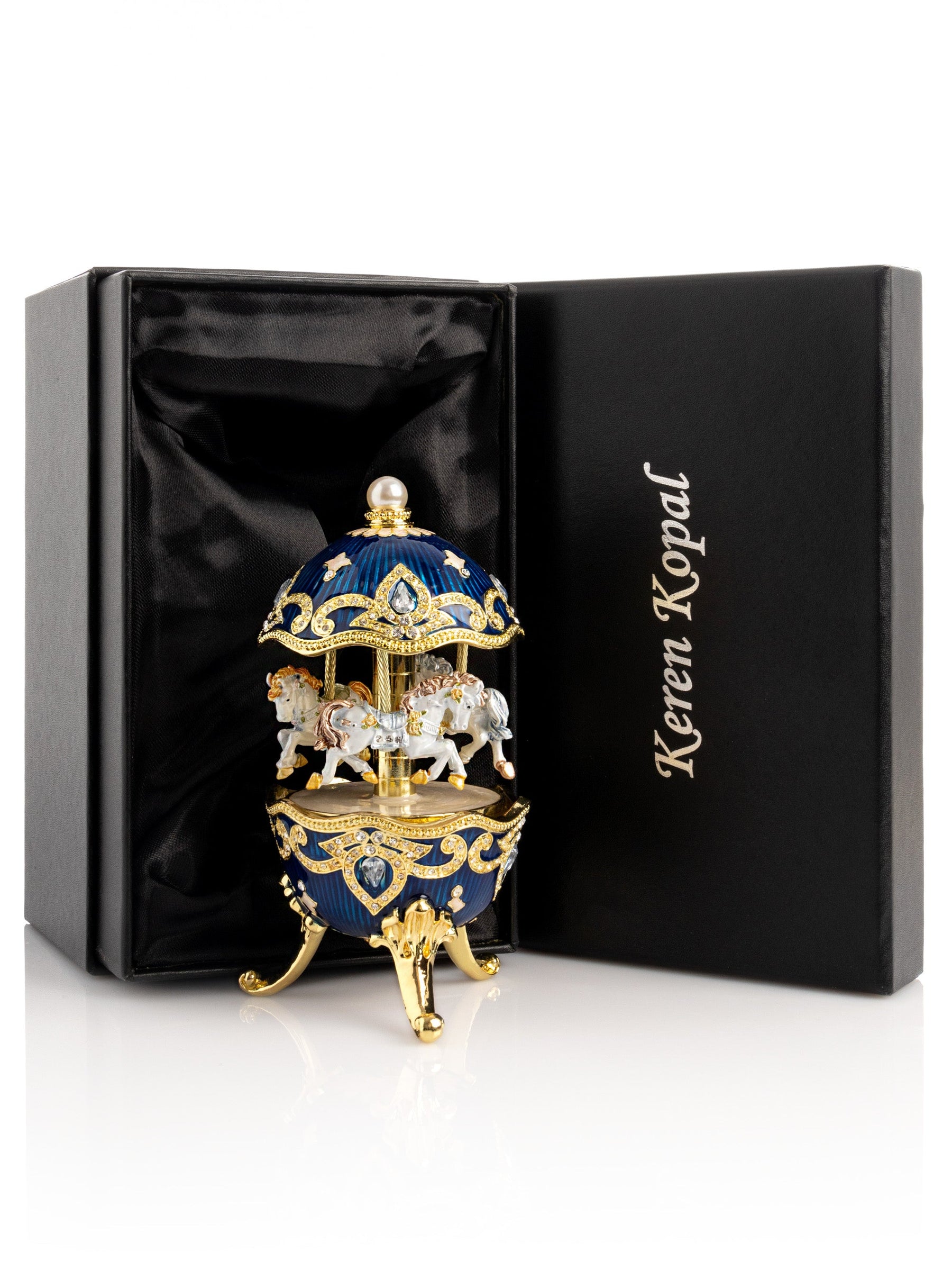 Blue Horse Carousel Collector Egg | Geschenkidee - Produktbild 4 - LAFFARTS Gallery