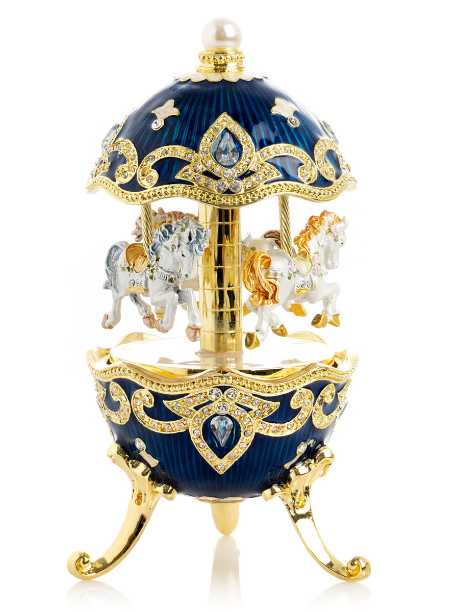 Blue Horse Carousel Collector Egg | Geschenkidee - Produktbild 1 - LAFFARTS Gallery