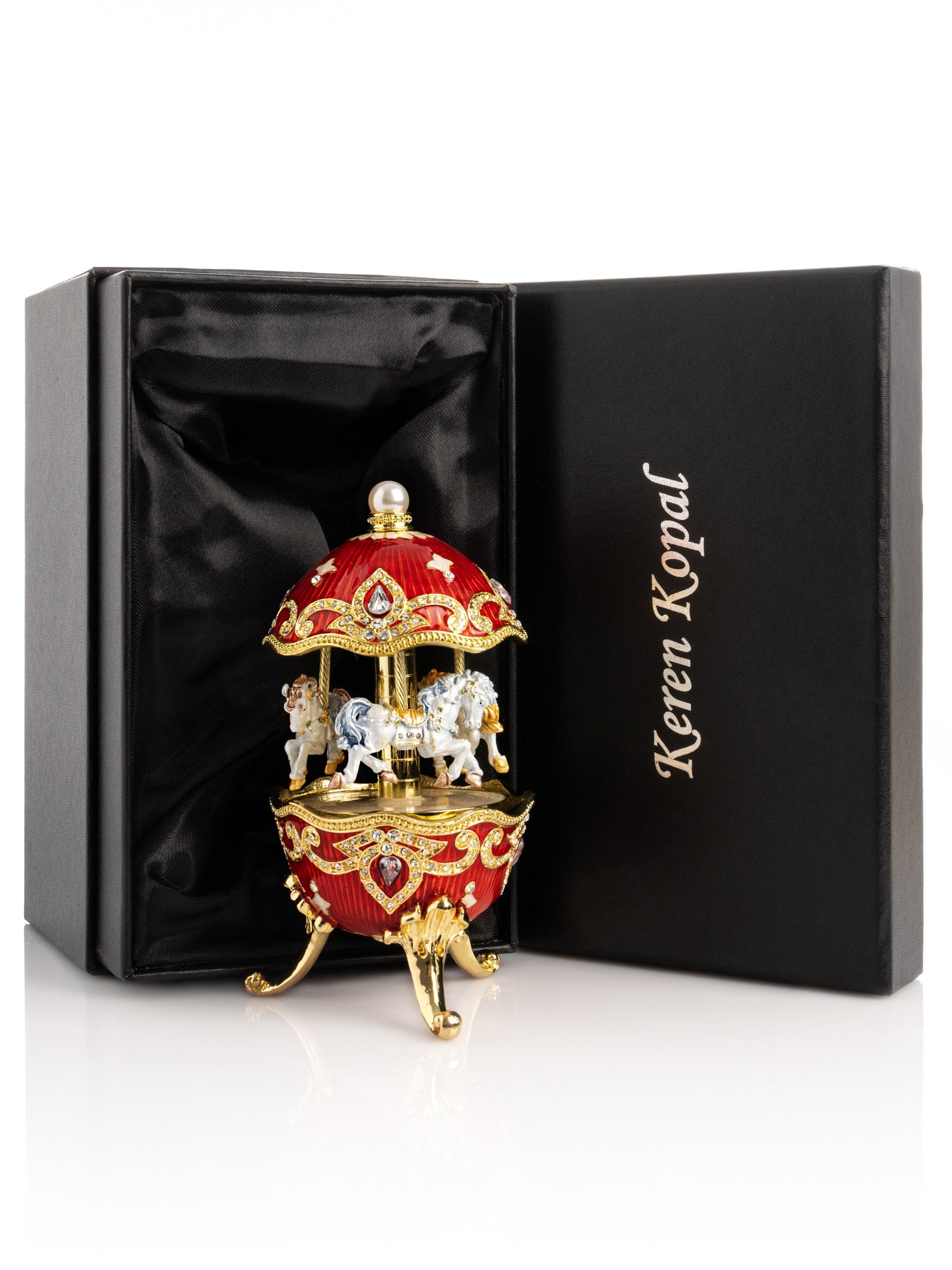 Red Horse Carousel Collector Egg | Geschenkidee - Produktbild 4 - LAFFARTS Gallery