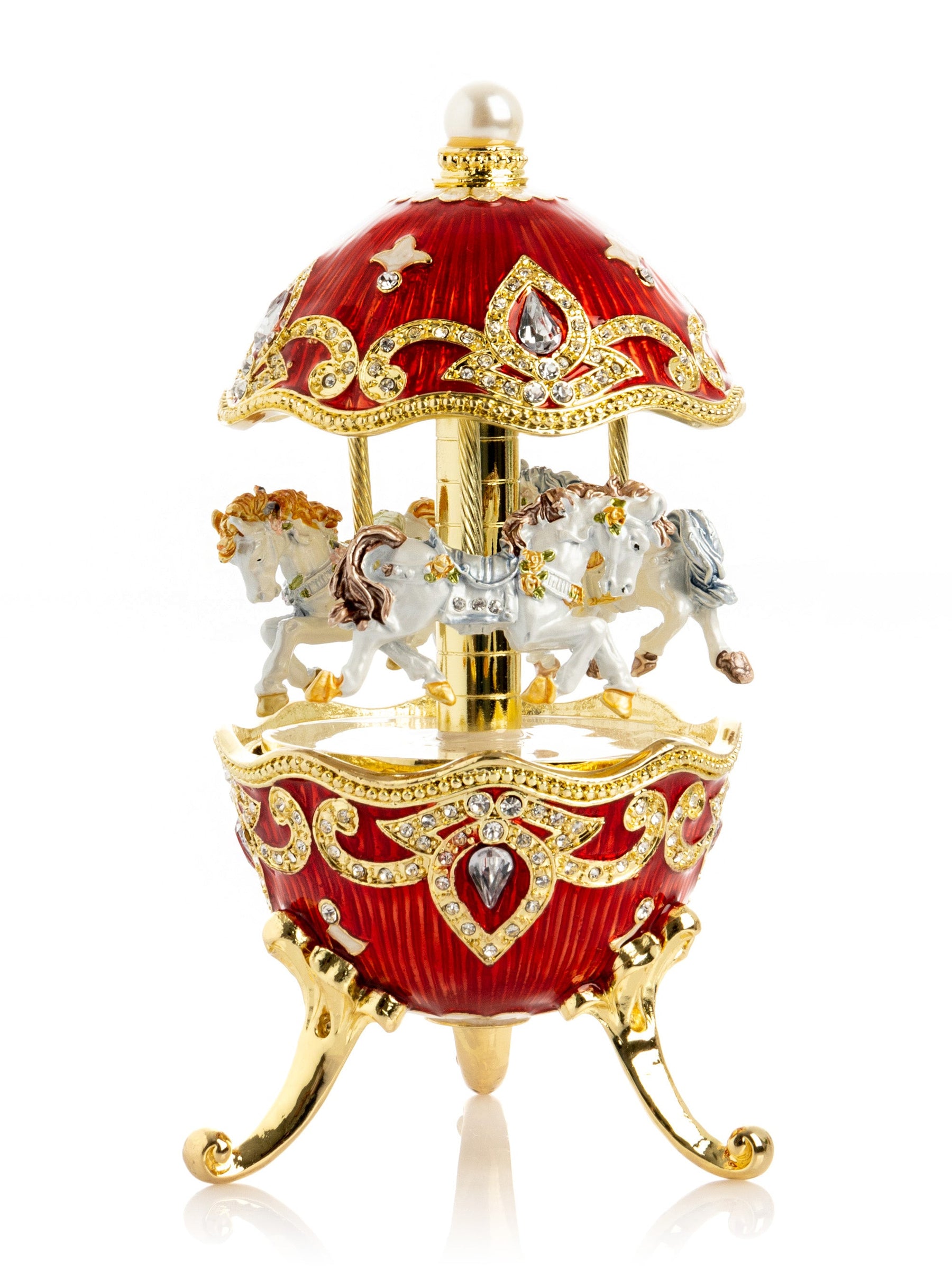 Red Horse Carousel Collector Egg | Geschenkidee - Produktbild 1 - LAFFARTS Gallery