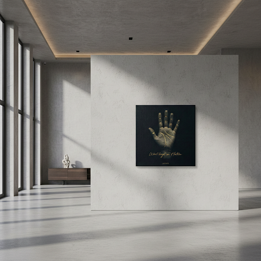 [Leinwandkunst "Wert liegt im Halten"| Zeitloses Statement mit Goldenen Details X LAFFARTS] - Luxus Wandbild mit 24 Karat Gold | Dark Luxury Interior & Wanddekoration.