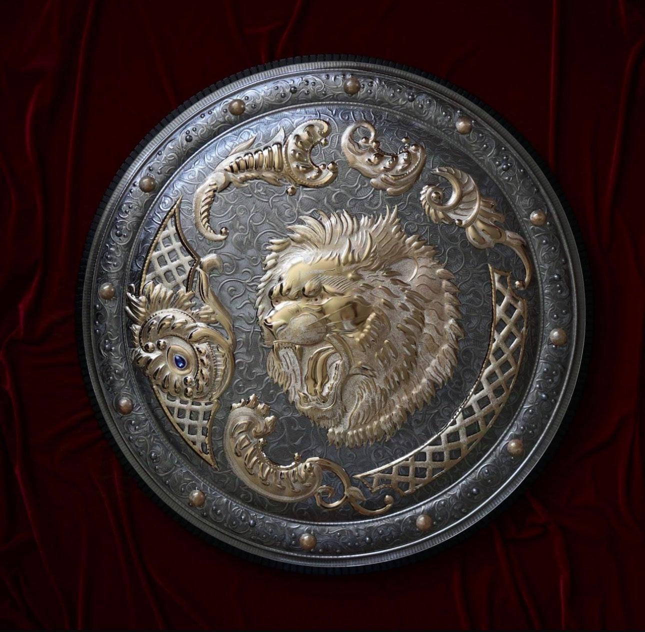 [Die Insignie: Heraldisches Gold-Unikat | Sergey Filippenko x LAFFARTS GALLERY] - Luxus Wandbild mit 24 Karat Gold | Dark Luxury Interior & Wanddekoration.