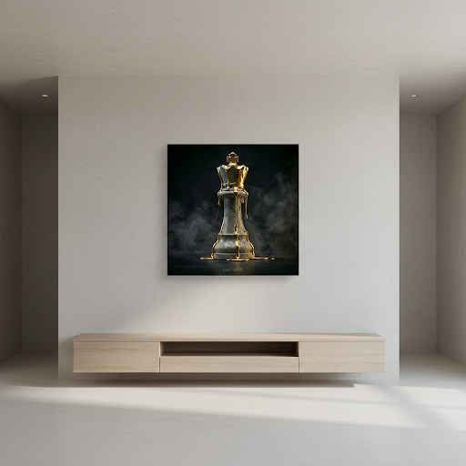 [THE GOLDEN KING | Strategy & Leadership Art X LAFFARTS GALLERY] - Luxus Wandbild mit 24 Karat Gold | Dark Luxury Interior & Wanddekoration.