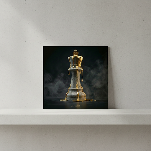 [THE GOLDEN KING | Strategy & Leadership Art X LAFFARTS GALLERY] - Luxus Wandbild mit 24 Karat Gold | Dark Luxury Interior & Wanddekoration.