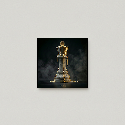 [THE GOLDEN KING | Strategy & Leadership Art X LAFFARTS GALLERY] - Luxus Wandbild mit 24 Karat Gold | Dark Luxury Interior & Wanddekoration.