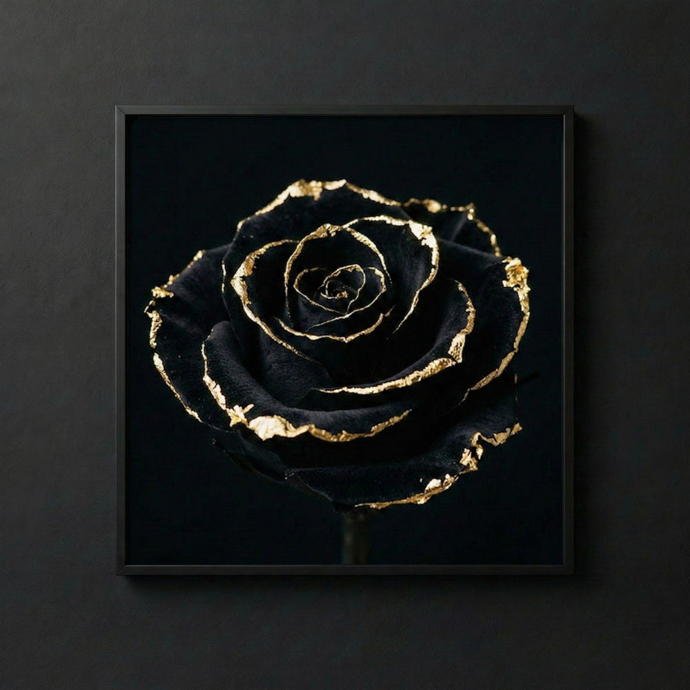THE GOLDEN ROSE | Eternal Beauty Art | Luxus Wandbild Rose Schwarz Gold | High-Res Download