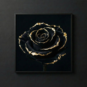 THE GOLDEN ROSE | Eternal Beauty Art | Luxus Wandbild Rose Schwarz Gold | High-Res Download