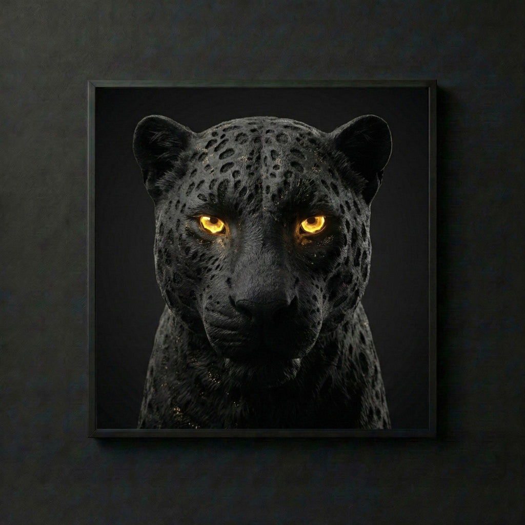 [THE AGILE LEOPARD | Luxus Wandbild Raubkatze | Eleganz & Speed | Geschenk für Männer | High-Res Download] - Luxus Wandbild mit 24 Karat Gold | Dark Luxury Interior & Wanddekoration.