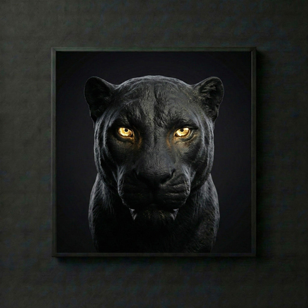 [THE BLACK PANTHER | Luxus Wandbild Schwarz Gold | Dominanz & Fokus | Geschenk für Männer | High-Res Download] - Luxus Wandbild mit 24 Karat Gold | Dark Luxury Interior & Wanddekoration.