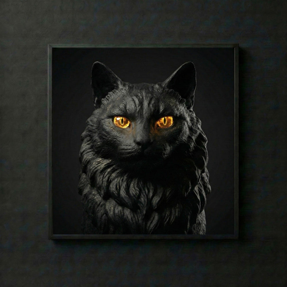 THE MYSTIC CAT | Maine Coon Wandbild Gold | Edle Katzenkunst | Geschenk für Katzenliebhaber | High-Res Download