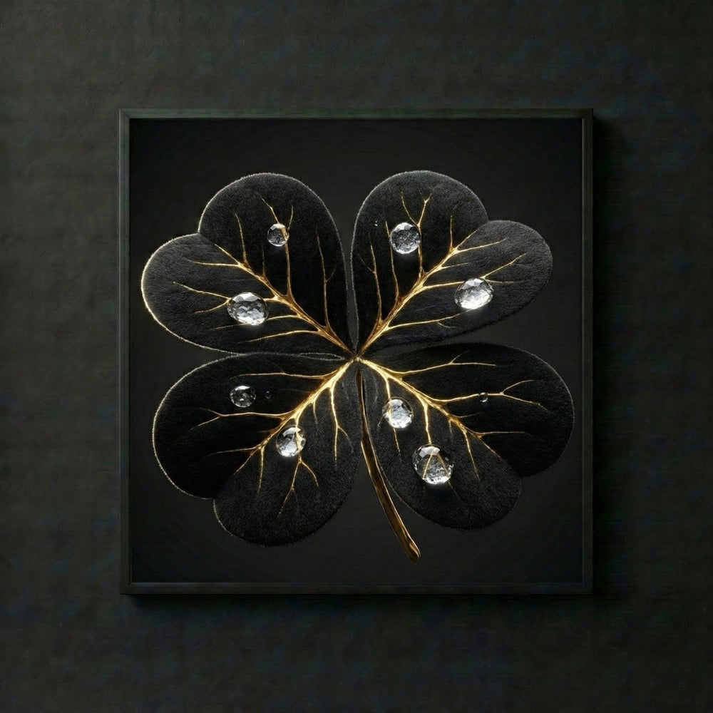 THE GOLDEN FORTUNE | Success & Luck Art | Luxus Wandbild Kleeblatt | High-Res Download