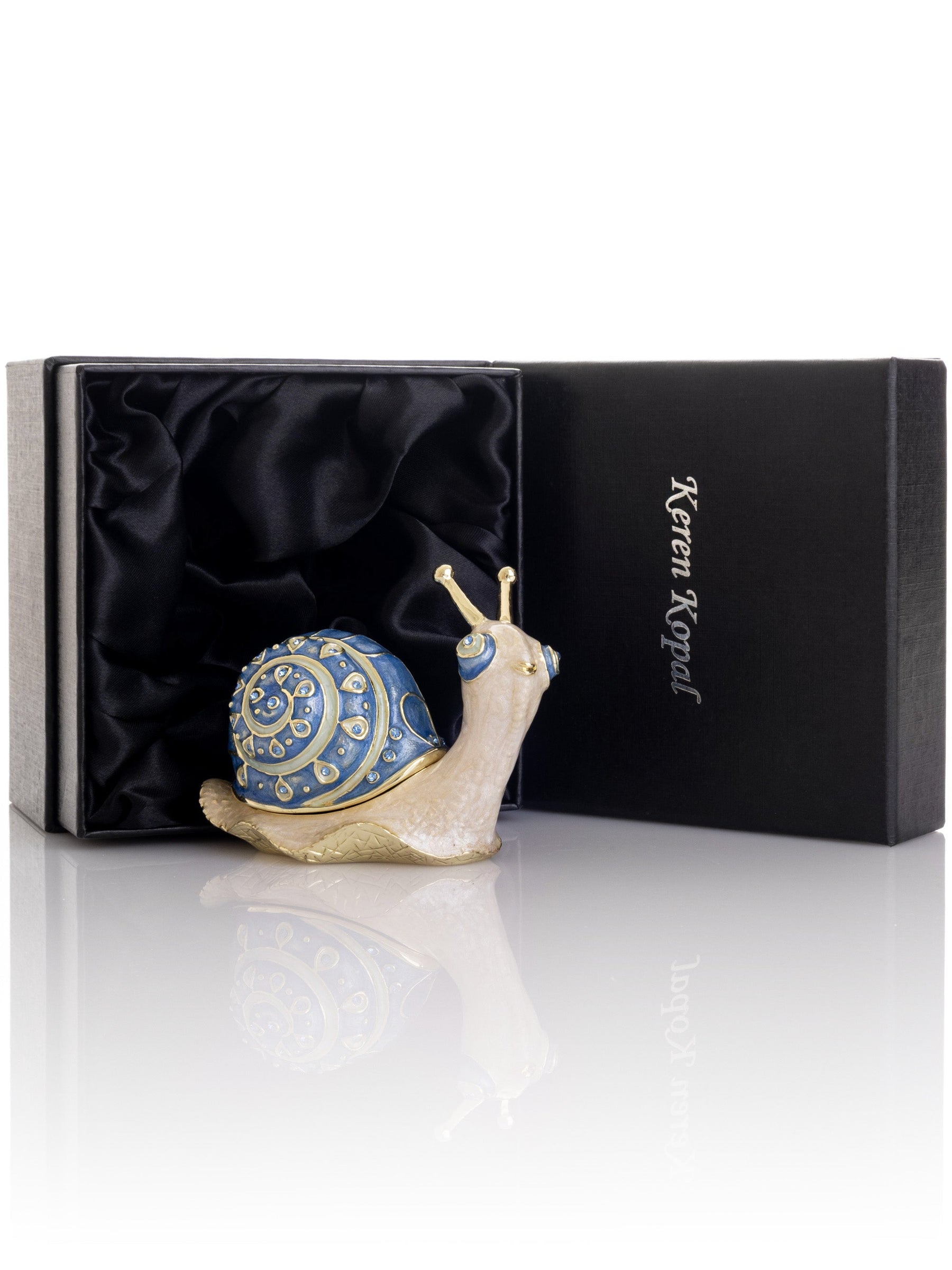 Gold-Blue Jeweled Snail | Sammlerobjekt mit Kristallen - Ansicht 4 - LAFFARTS Gallery