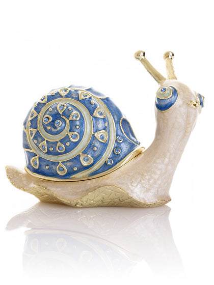 Gold-Blue Jeweled Snail 8 cm | Collector's item with crystals