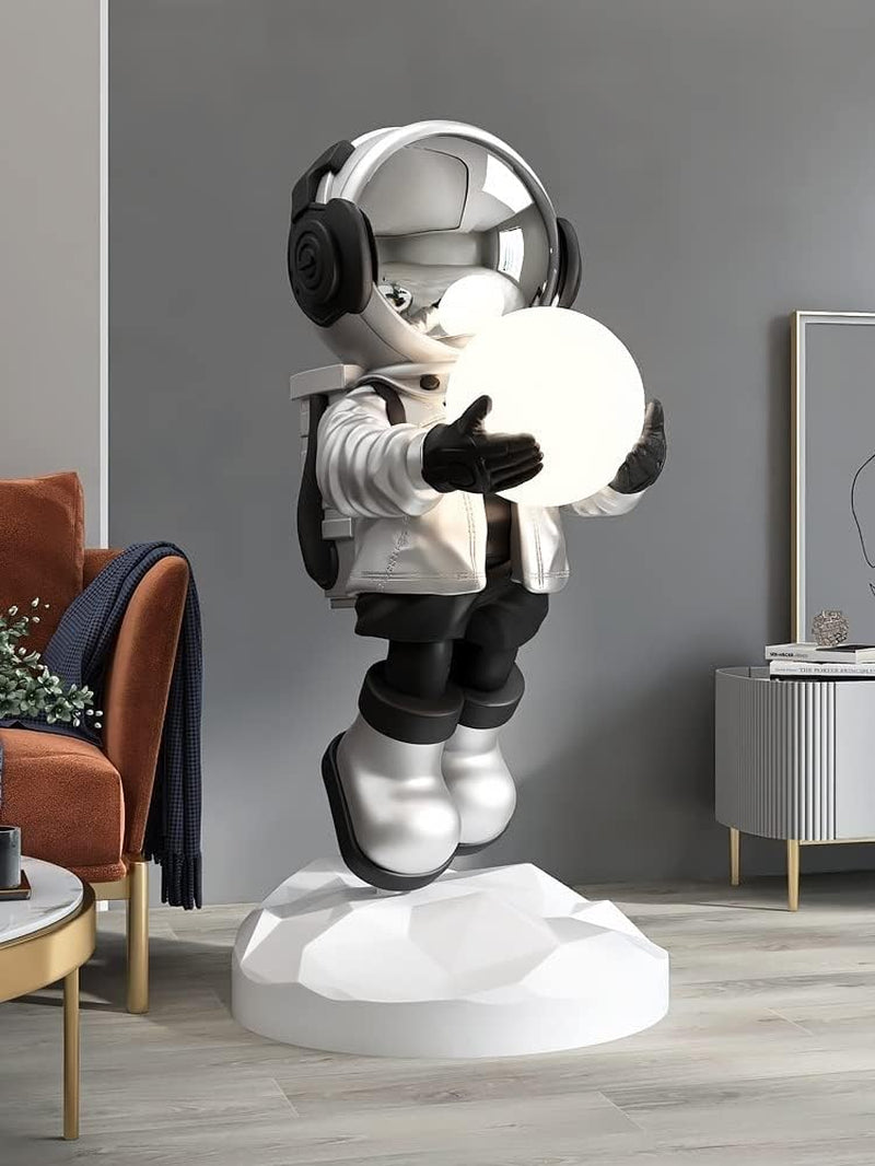 Statuen Home Decor Moderne Kunst Astronaut Statue Skulptur Korridor Licht Bodendekoration Ornamente Skulptur Deko (Color : Gold)