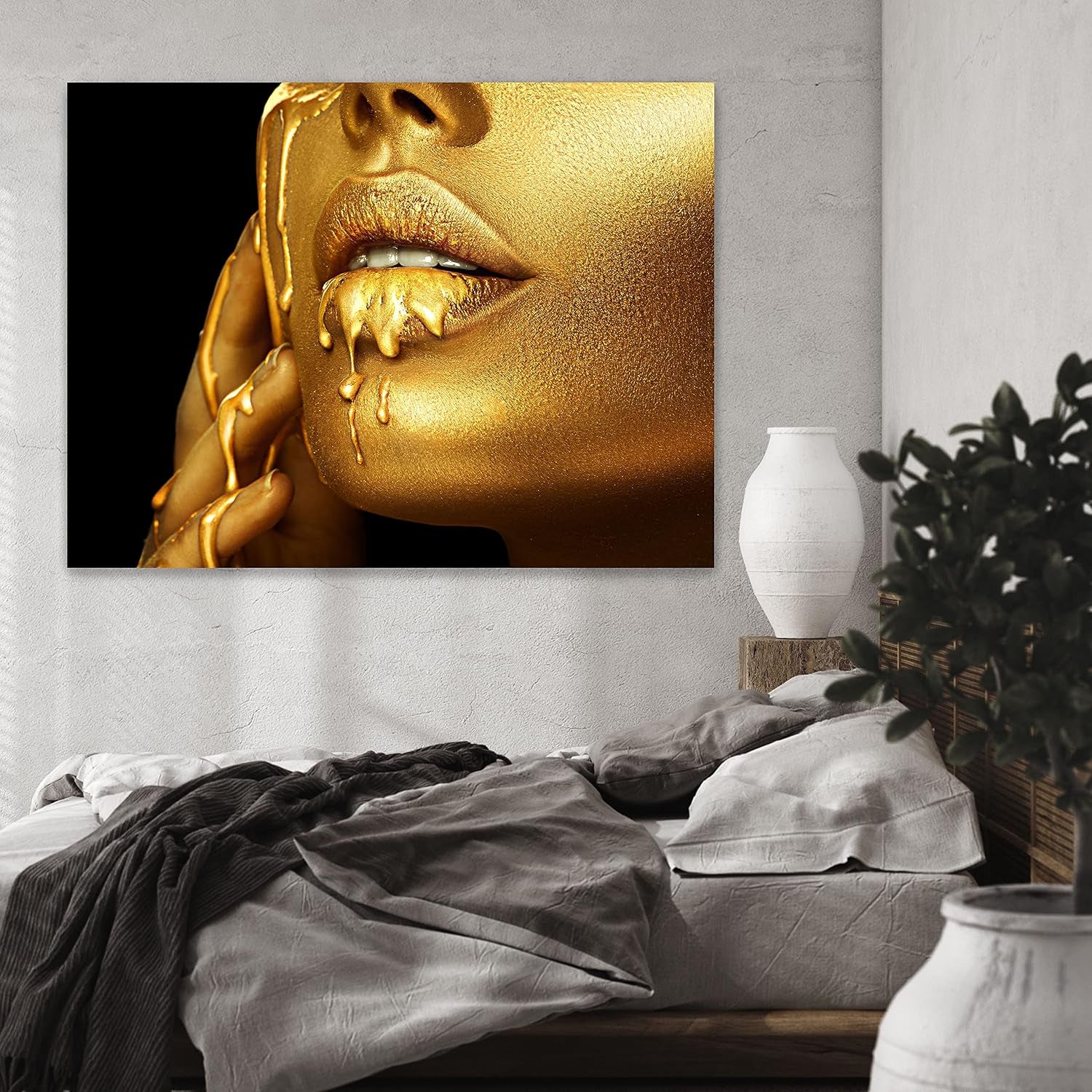Golden Lips Acrylglasbild XXL 160 x 120 cm