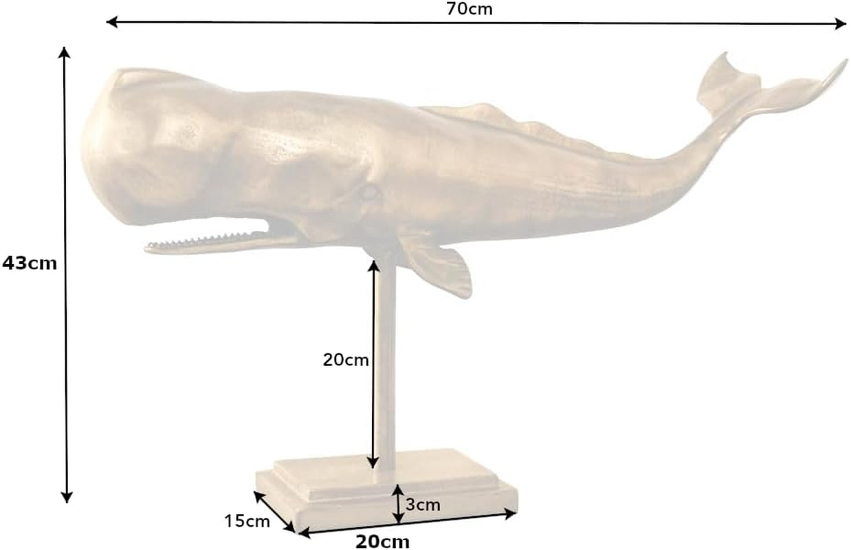 Whale Sculpture Brass | Maritime Metallskulptur 70 cm