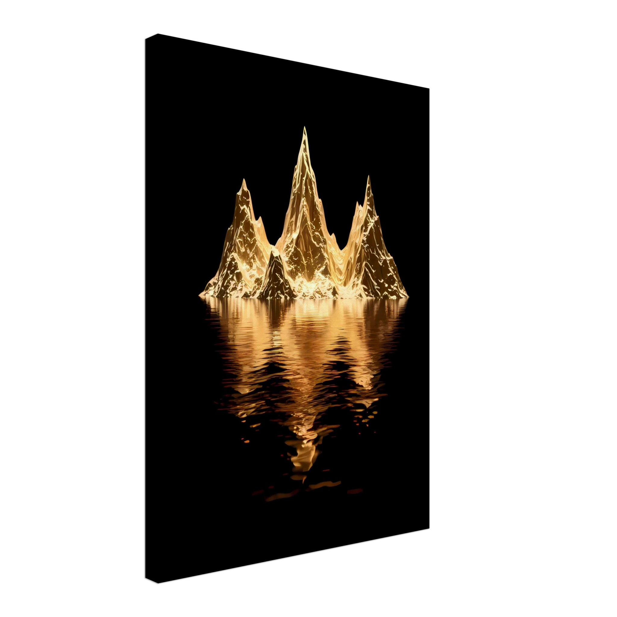 [Leinwandbild "The Golden Enigma" – Abstraktes Schwarz-Gold Wandbild] - Luxus Wandbild mit 24 Karat Gold | Dark Luxury Interior & Wanddekoration.