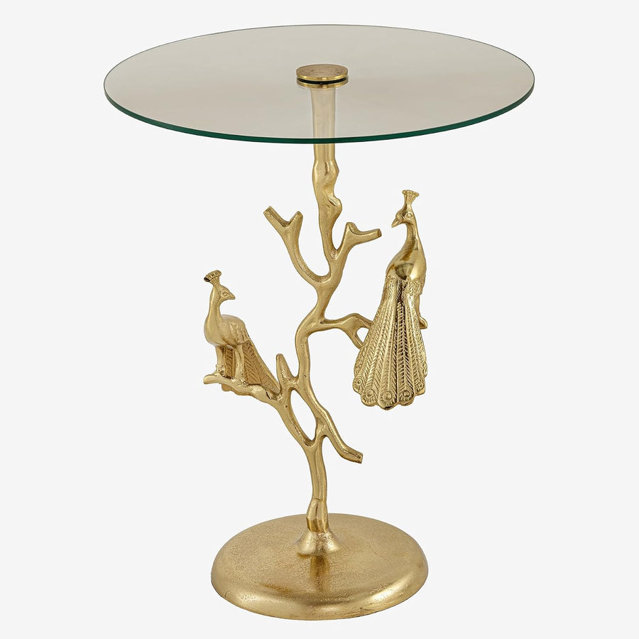 Wildlife Peacock Beistelltisch | Goldener Pfau 60 cm