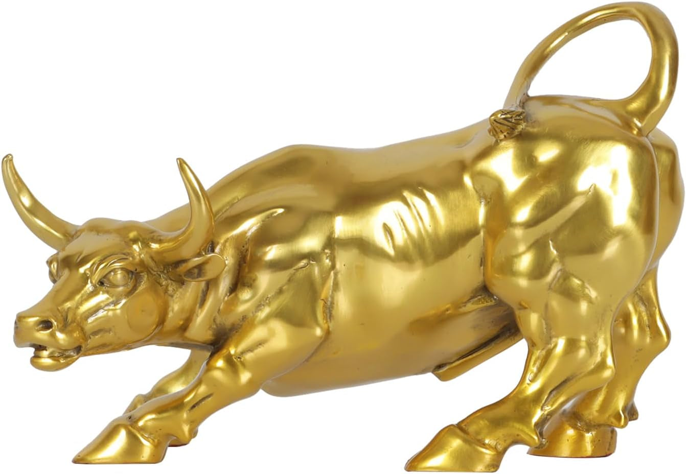 19,8 Cm L Gold Messing Wand Street Bull Statue Skulptur Börse Laden Stier Kunst Büro Dekor Geschenk