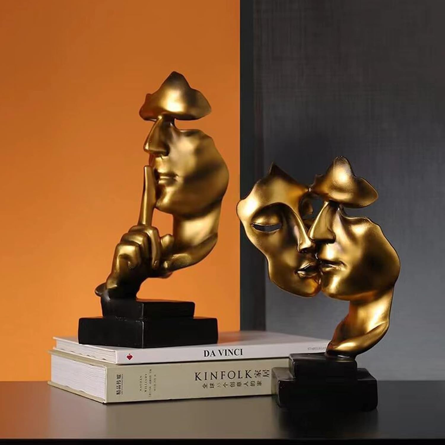 Skulptur Deko, Deko Wohnzimmer Modern Harz Skulptur Stabile Platzierung Geeignet Für Die Dekoration Von Wohnzimmer, Bar, Zimmer, Büro (Gold)