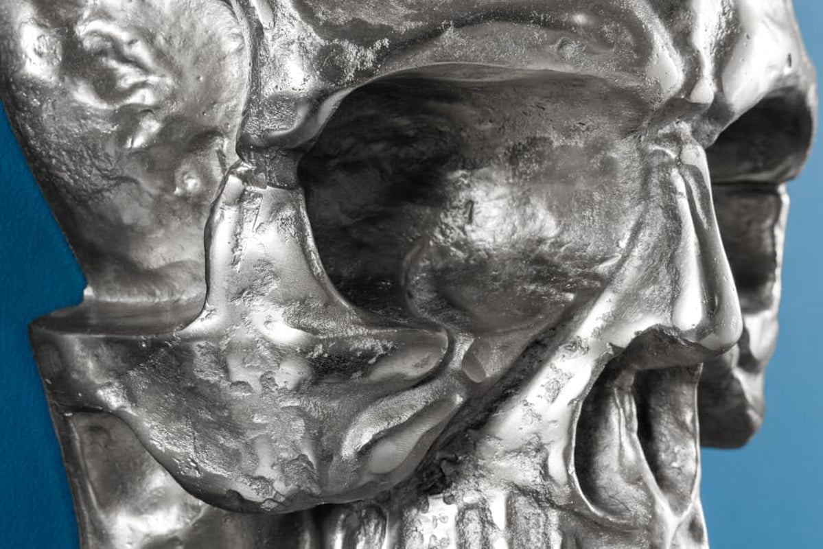 XXL Skull Silver | Wandobjekt mit Chromeffekt