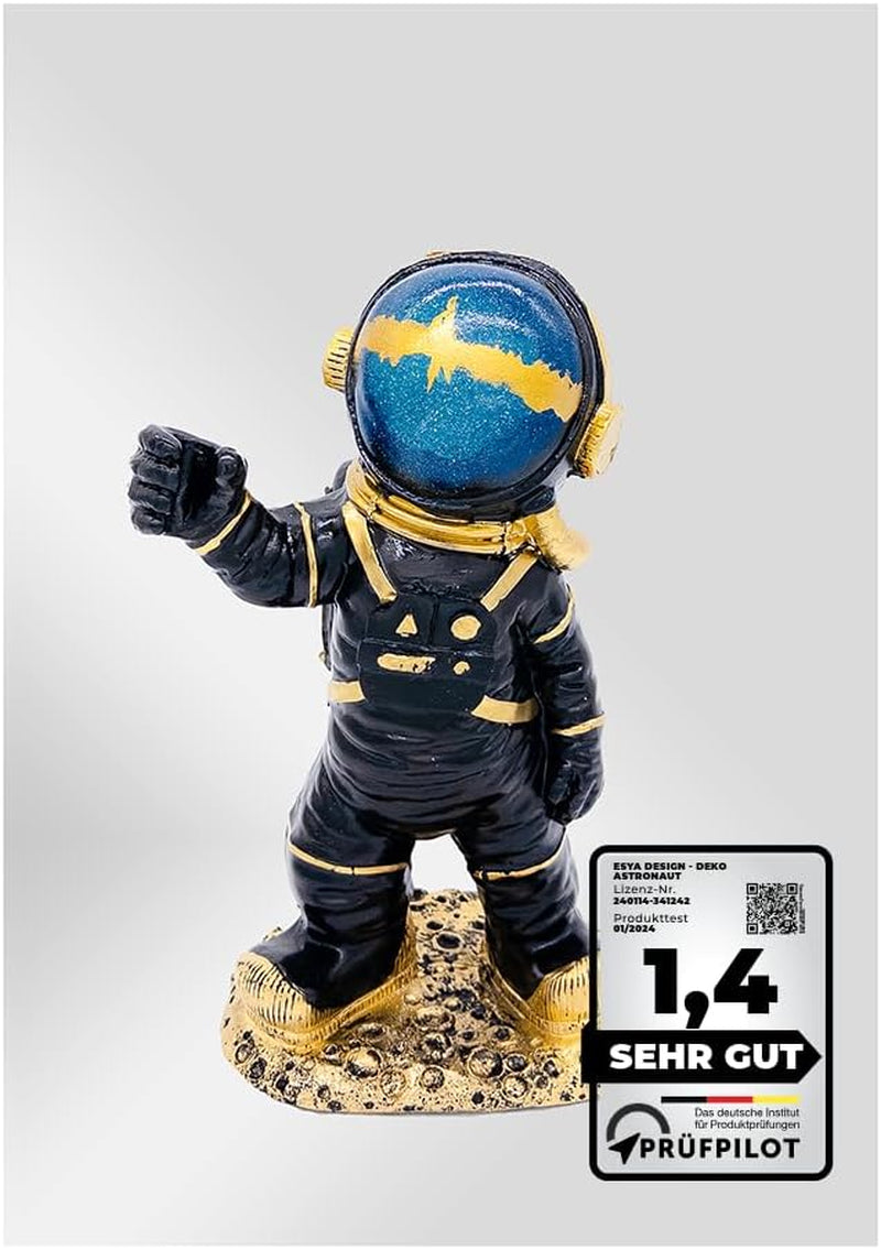 Design | Astronaut Figur Deko Schwarz Gold XL 31Cm Statue Dekoration Modern Wohnzimmer Büro Kunst Mond Weltall Raumschiff
