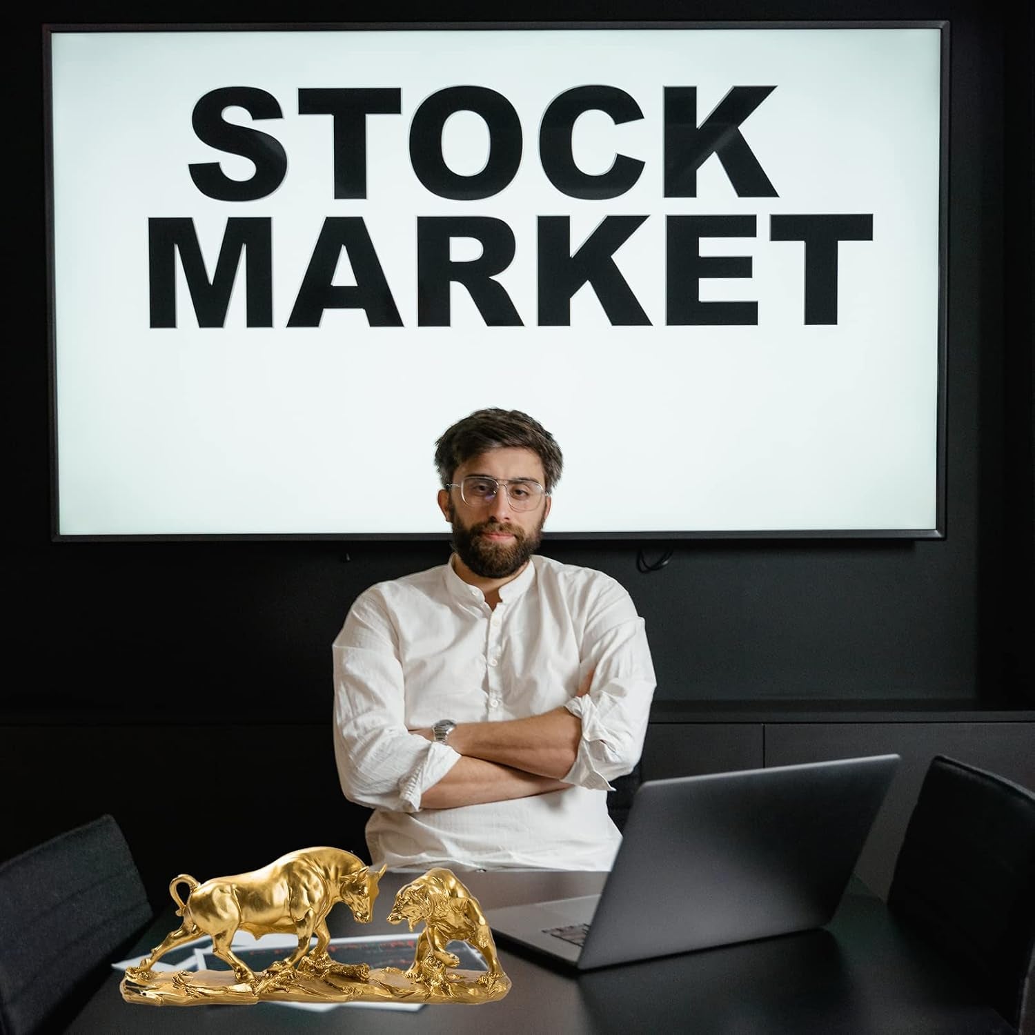 Wall Street Bull & Bear Gold | Börsenfigur 28 cm