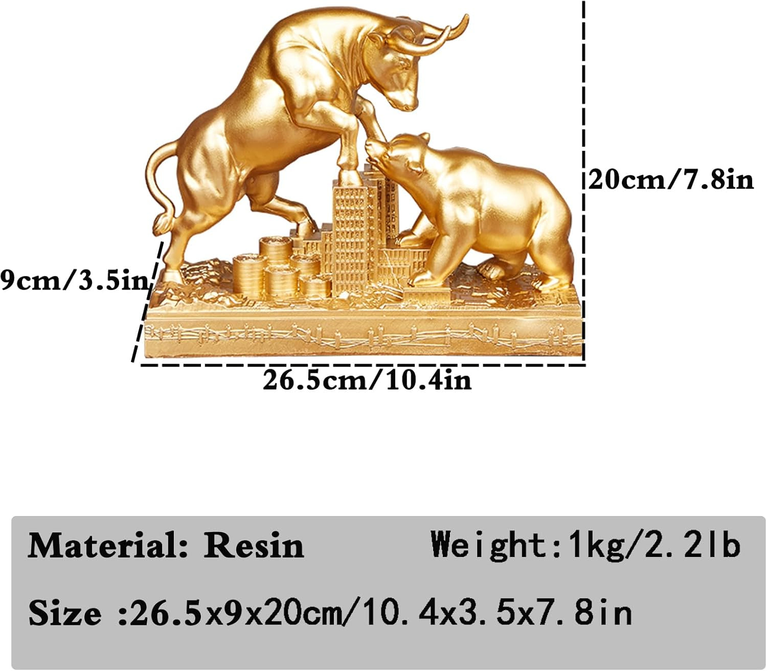 Bull & Bear Figuren Goldoptik | Börsen-Deko fürs Office