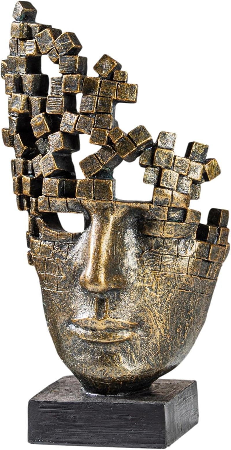 Casablanca Skulptur Male Mask, Deko Figur Bronze, Kunstharz Statue Wohnzimmer, Büro Dekoration H. 30 Cm X B. 16 Cm - Moderne Skulpturen, Bürodekoration