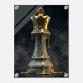 [Wandbild Schachkönig Gold & Schwarz | Luxus Kunst] - Luxus Wandbild mit 24 Karat Gold | Dark Luxury Interior & Wanddekoration.