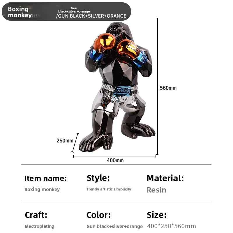 Modern Creative Home Decor Electroplating Gorilla Sculpture Animal Figurine Living Room Office Decoration Statue Resin Crafts