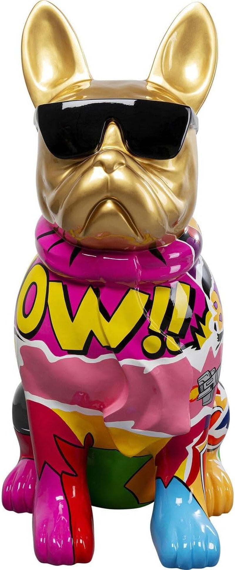 Kare Design Deko Figur Graffiti Dog, Gold/Bunt, Hund, Handgefertigt, Unikat, Tier Design, Deko Objekt Fürs Wohnzimmer, Für Regale, Geschenkidee, 20X10X13 Cm (H/B/T)