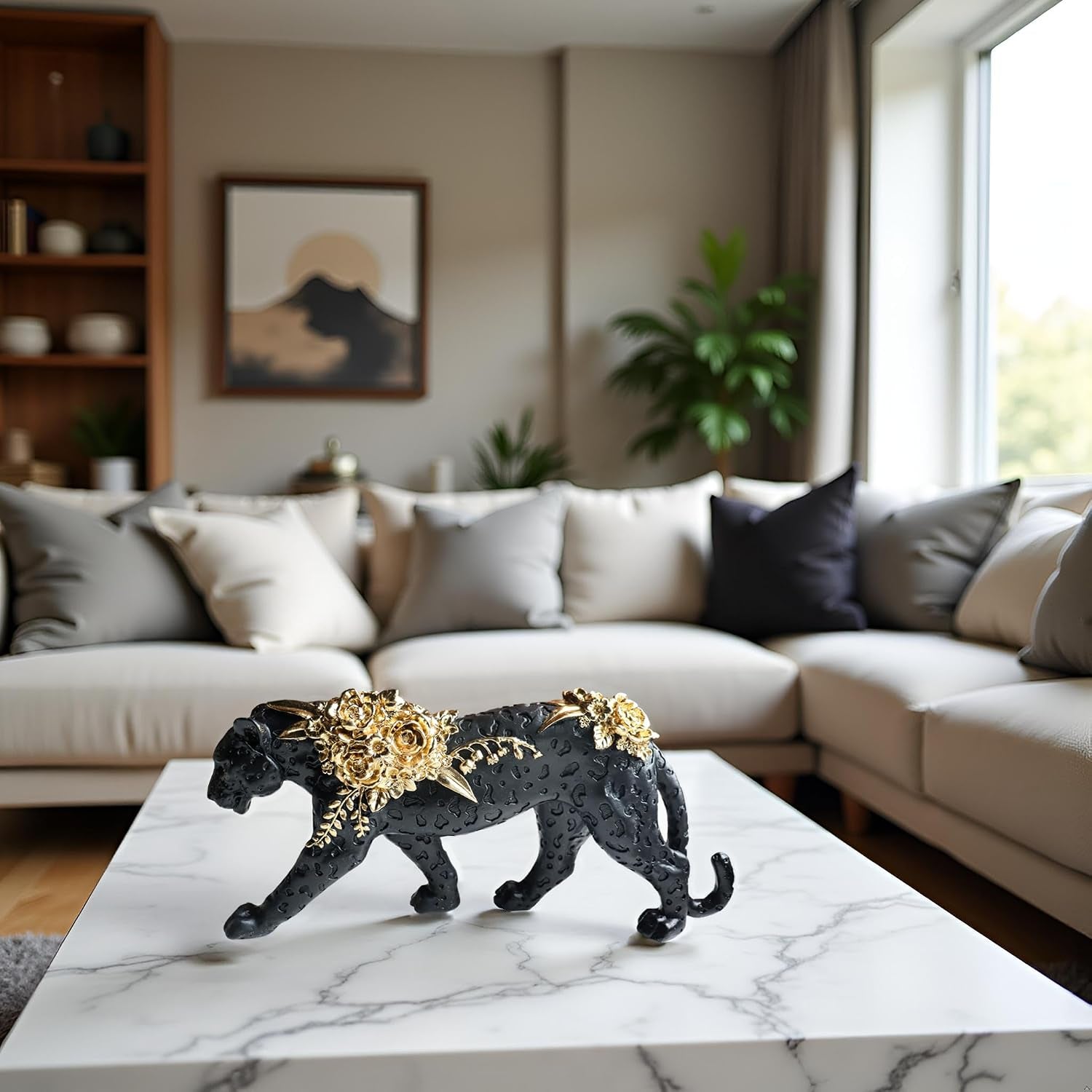 Gepardenstatue, Leoparden-Skulptur, Heimdekoration, Leoparden-Skulptur, Kunstharz, Handgefertigt, Sitzend, Geeignet Für Wohnzimmer, Tisch, Mitte, Schlafzimmer, Geschenk Für Frau Und Vater