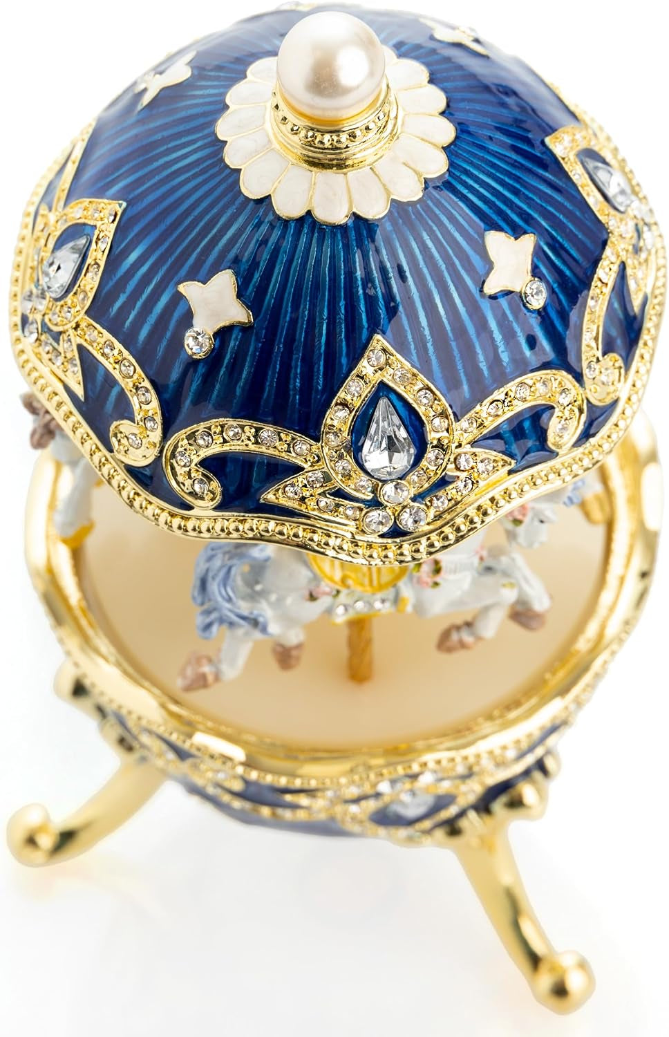 Carousel Horse Spieluhr | Schmuckobjekt mit Goldakzent