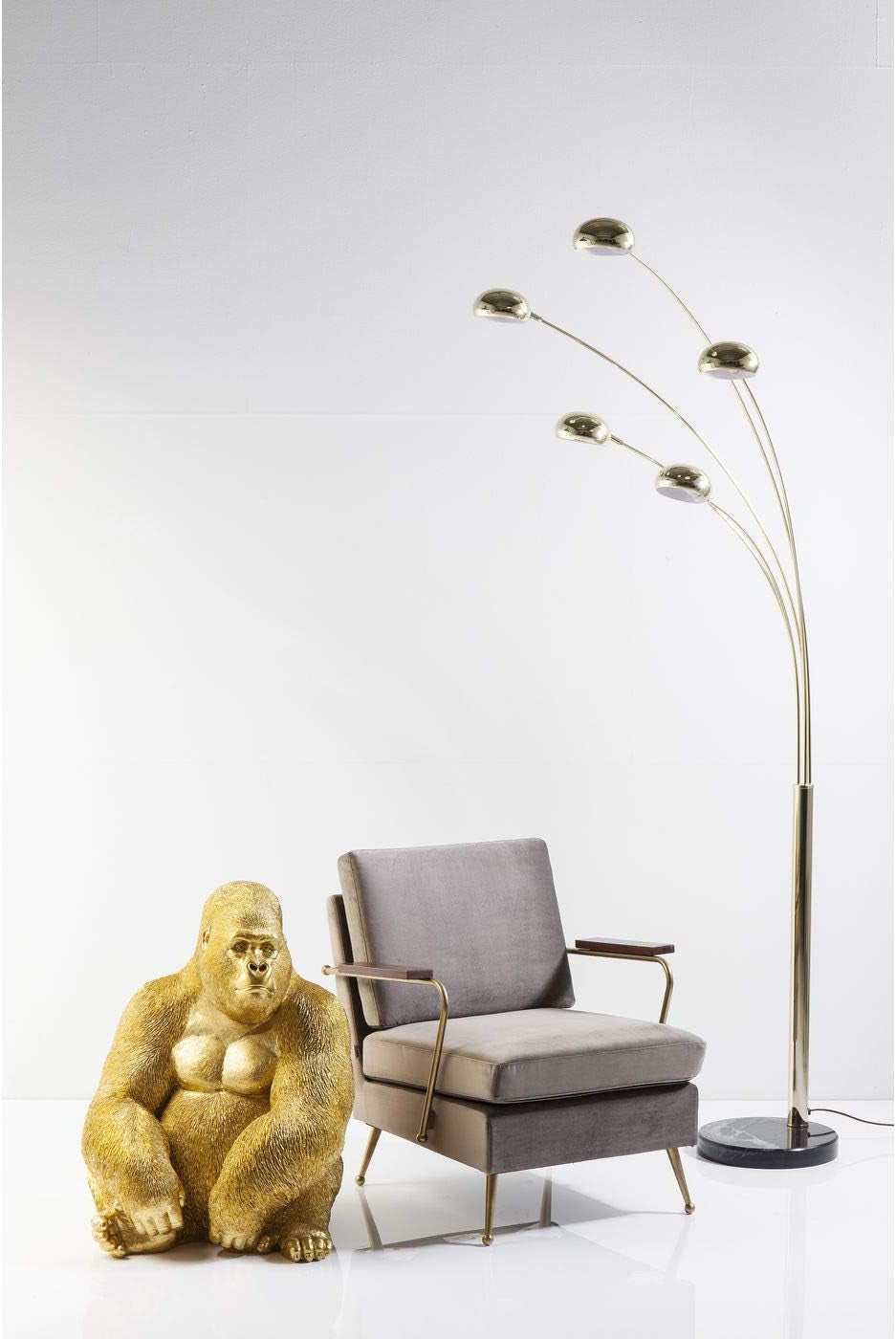 Kare Design Deko Figur Monkey Gorilla, Gold, Deko Objekt, Affe, Gorilla, Handbemalt, Unikat, 76X60X55 Cm (H/B/T)