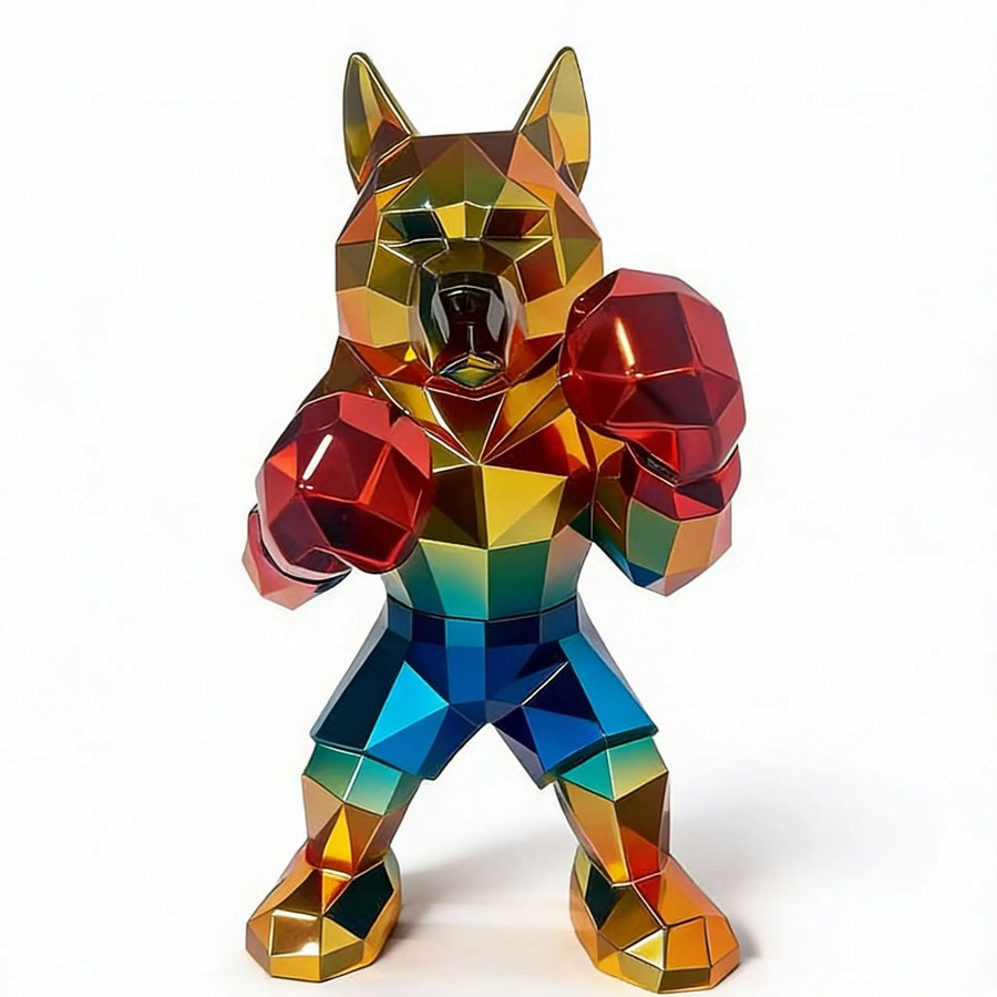 Creative Boxing Wolf King Sculpture Living Room Desktop Wine Rack Decor Animal Figurine Resin Crafts Modern Home Decor Statue
