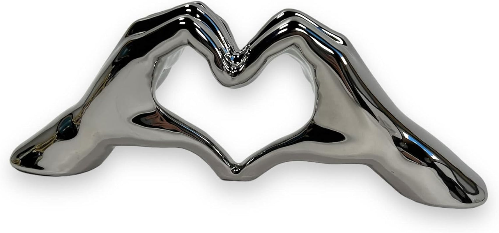 4189 Keramik Hand Herz Chrom/Glanz Dekoration 30X10X7Cm Skulptur