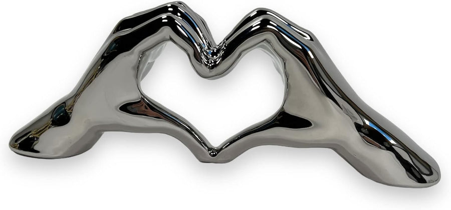4189 Keramik Hand Herz Chrom/Glanz Dekoration 30X10X7Cm Skulptur