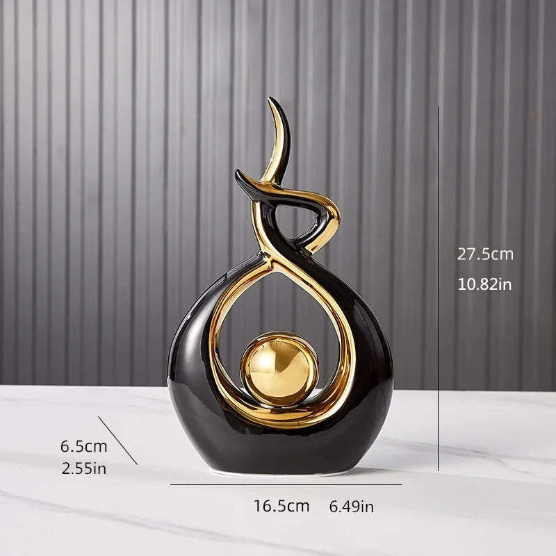 Abstract Ceramic Sculpture Golden Statue Modern Home Decoration Living Room Desktop Office Decoration Accessories Craftsgift2022
