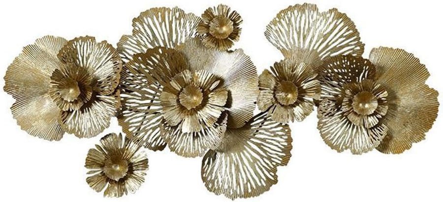 Metall Gold Blume Wanddekoration, Luxus 3D Blumen Wandkunst Dekor Blume Kunst Wandbehang Dekor Metall Kunst Wandskulptur Heimdekoration Für Schlafzimmer Wohnzimmer Hintergrund Wand