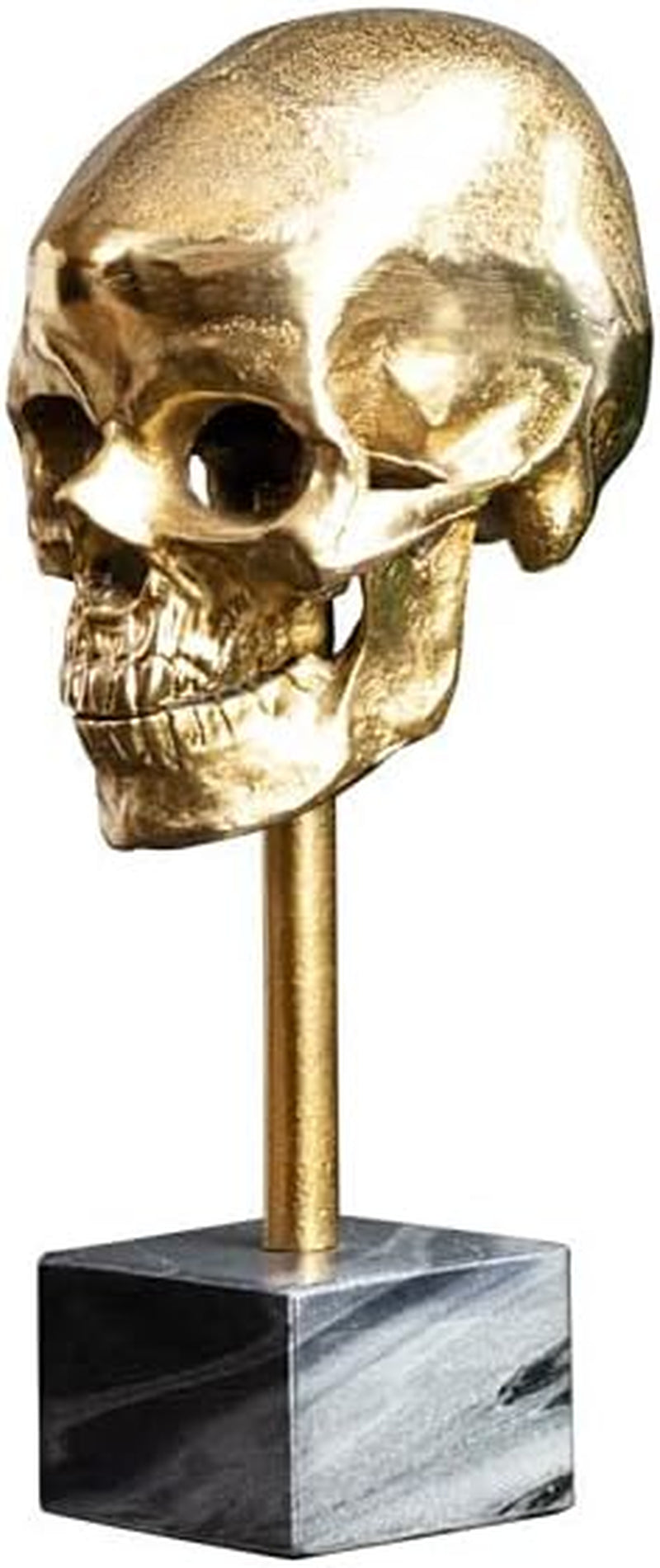 Riess Ambiente Elegante Skulptur Skull 35Cm Gold Totenkopf Mit Marmorfuß Wohnaccessoire Dekoschädel Deko
